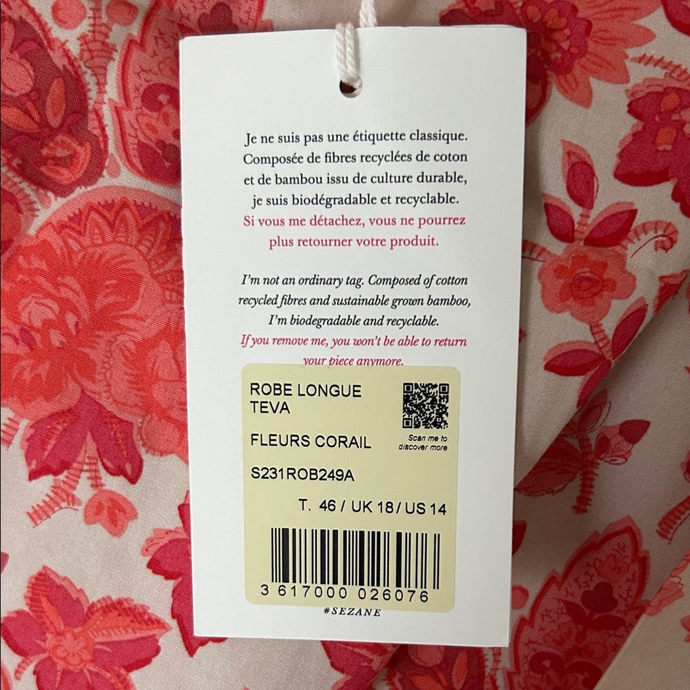 Sezane Coral and Cream One-Shoulder Floral Maxi Dress - Picture 4 of 4